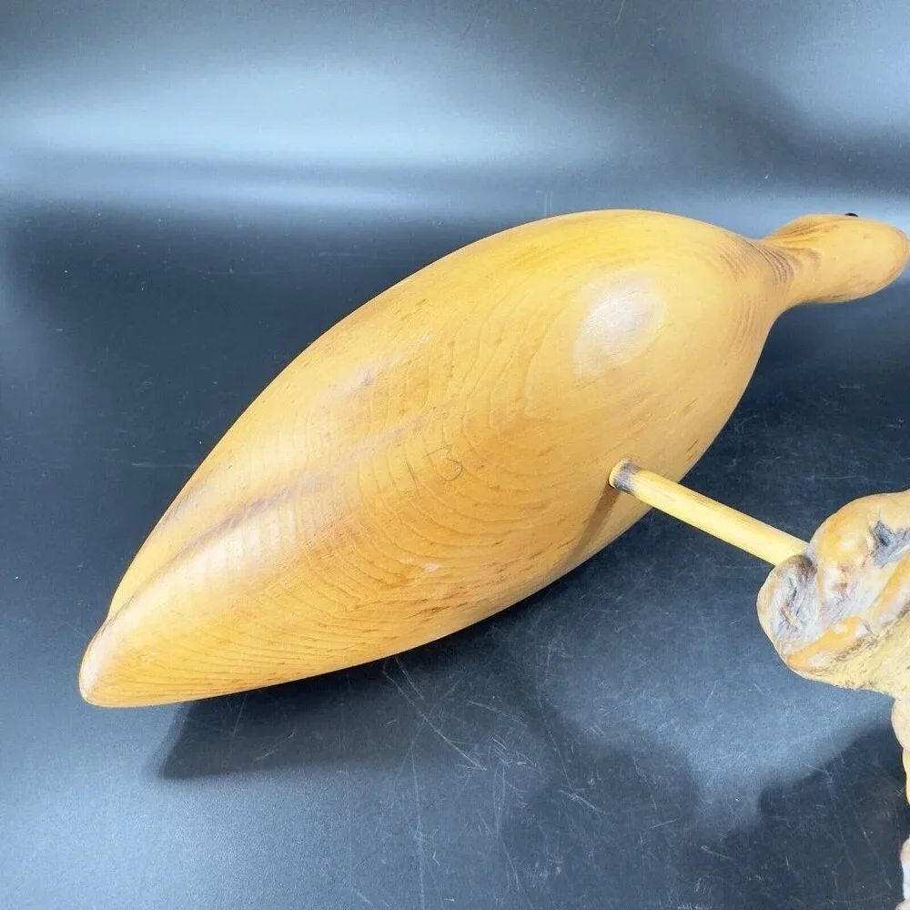 1989 K L Osborn Hand Carved Shore Bird Wood Figurine On Driftwood Hand‎ Made Vtg